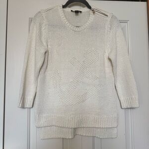 Ann Taylor White Cotton Anchor Sweater Size Medium